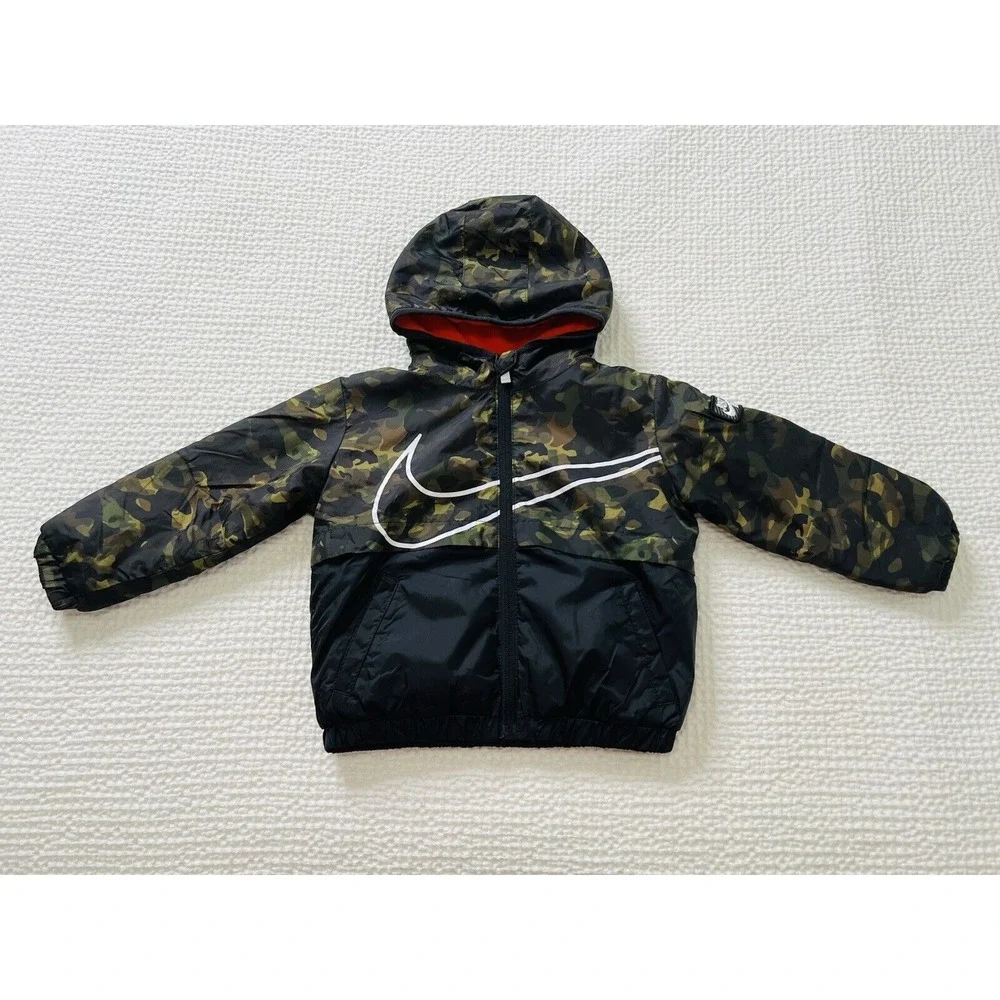 Nike Toddler/Boy's Fleece Lined Camo‎ Hooded Water Repellent Full Zip Jacket 18M